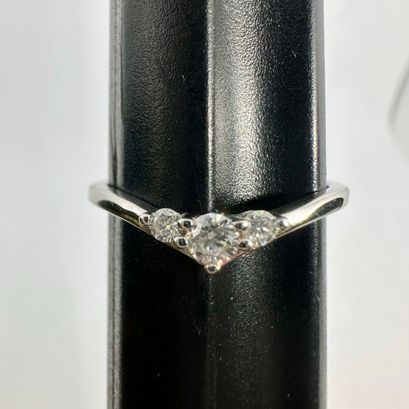 Moissanite Wedding Band Three Stone Anniversary Ring Guard Round GRA Certified - Picture 5 of 15